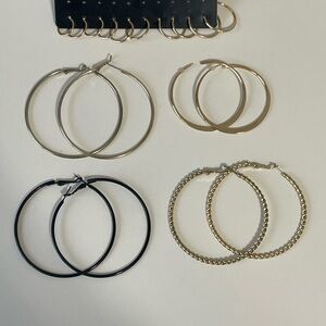 Lot- Hoop Fashion Earrings - Gold Tone, Black